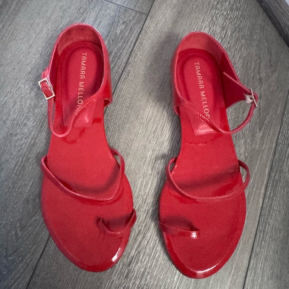 NEW Tamara Mellon $695 Leather Red Strappy Sandals Size 37